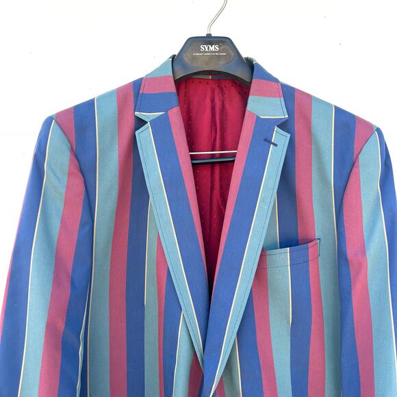 Samuel Windsor Boating Blazer Jacket Colorful Striped 48R Single Breasted - Picture 6 of 8